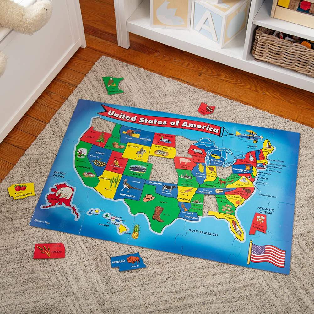 wooden puzzle map of usa